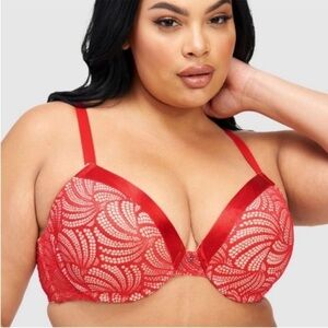 Frederick's of Hollywood Bra 36D Extreme Cleavage Red